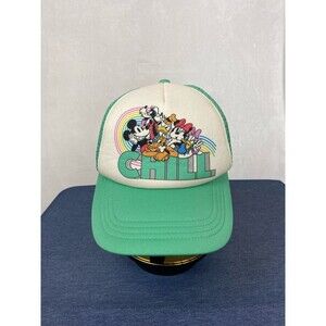 Disney Mickey & Friends 'CHILL' Green Mesh Trucker Hat Snapback
